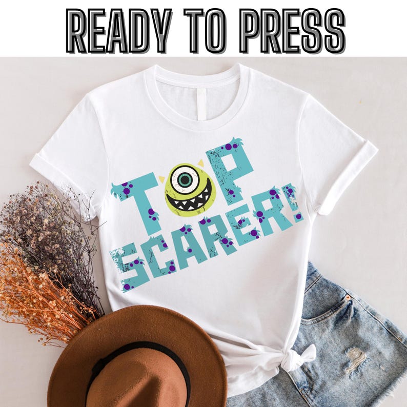 Disney Pixar Monsters Inc. Mike Wazowski Top Scarer Dtf, Disneyland Family Matching Dtf,Trip Tee, Magic Kingdom Dtf, Animal Kingdom 100