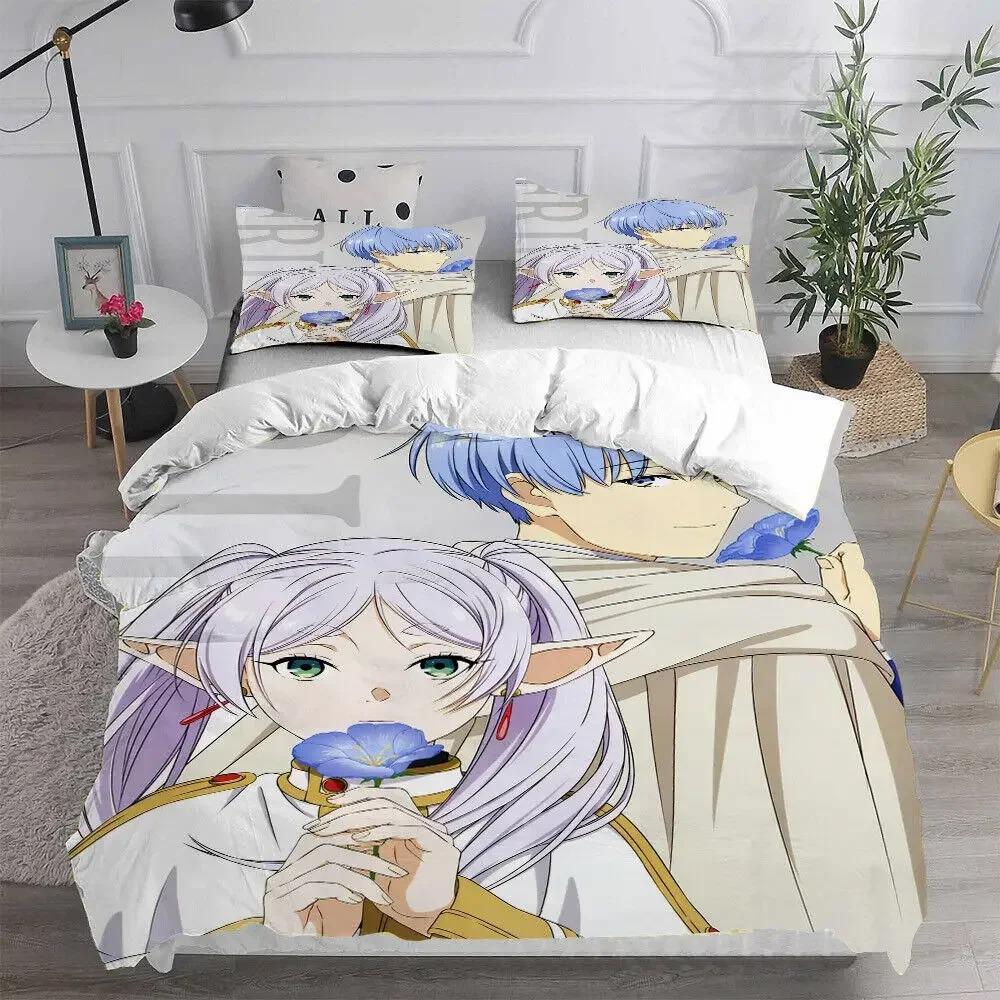 

3D Print Anime Frieren Beding Set For Bedrom Soft Modern Bedspreads Comefortable Children Kids Soft Duvet Cover Comfortable Quilt Cover And Pilowcase 120*200cm Single