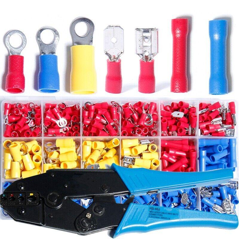 545 STK Assorted Crimp Spade Terminal isolert elektrisk ledningskoblingssett