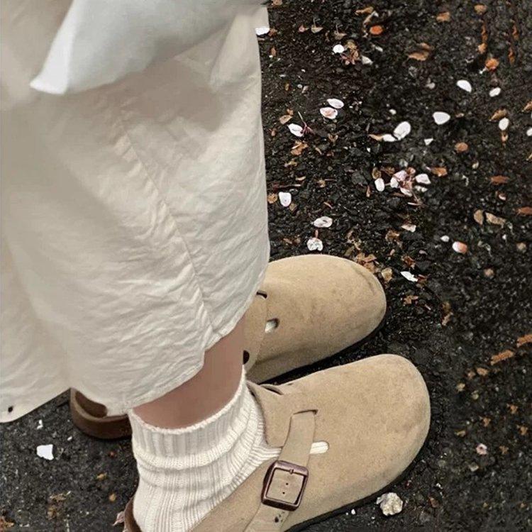 Flat bottom half tray slippers matte platform shoes single shoes new soft sole lazy beanie shoes