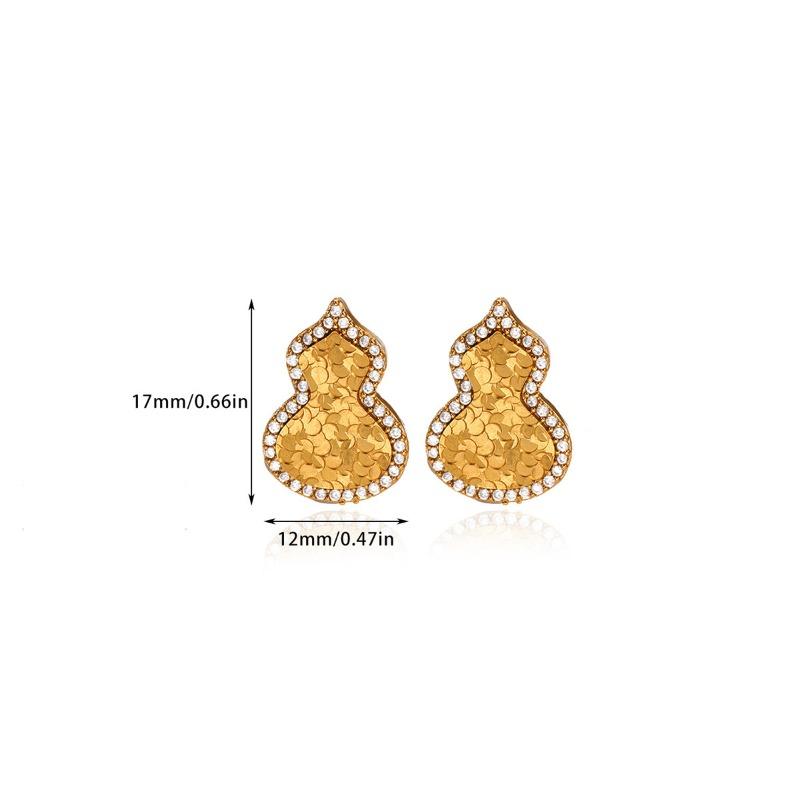Fine flash gourd retro high-end zircon gourd stud earrings women's light luxury fortune temperament ear jewelry