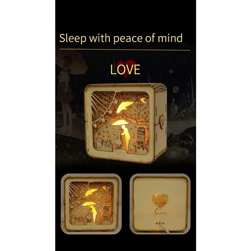 3D Holzpuzzle Nachtlicht, Holzpuzzles für Erwachsene Nachttischlampe, DIY 3D Holzpuzzles LED-Licht, Kreative Geschenke für Familie Freunde