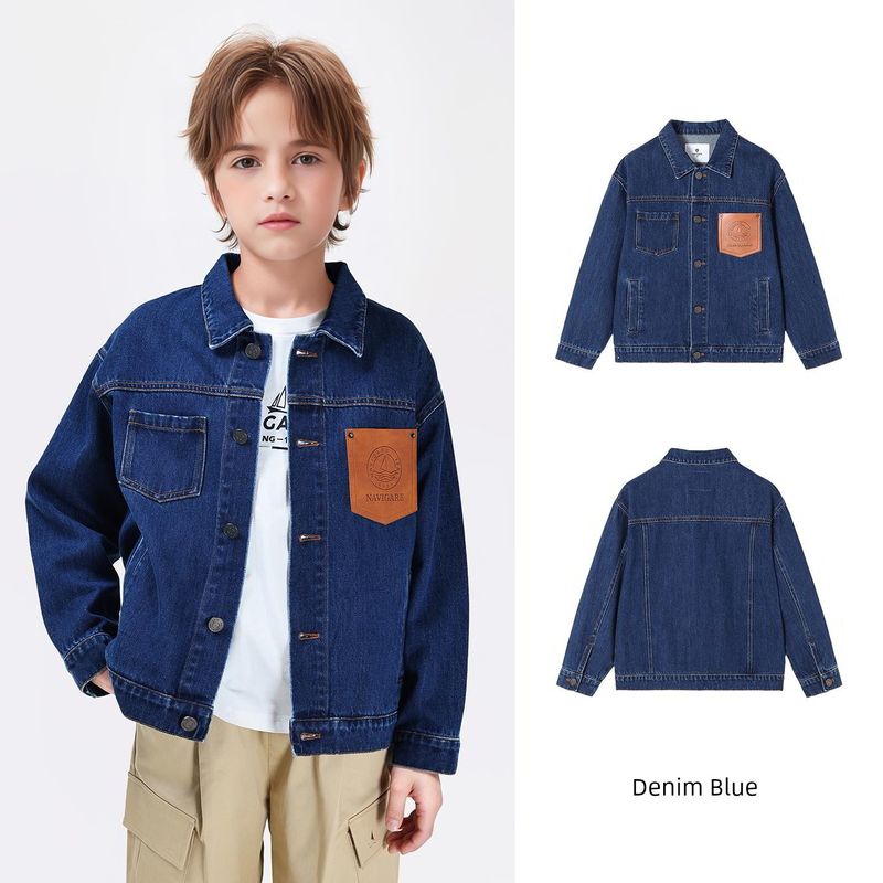 Navigare Italian Small Sailboat Boys  Jacket 2026 Spring New Stylish Jacket Top Cowhide Leather Patch 150