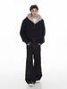 Unisex Retro Deconstructed Silhouette Fur Collar Hooded Jacket for Autumn/Winter