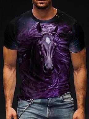 Men's Horse 3D Print T-Shirt | Plus Size Summer Casual Tee | Lightweight Breathable Polyester