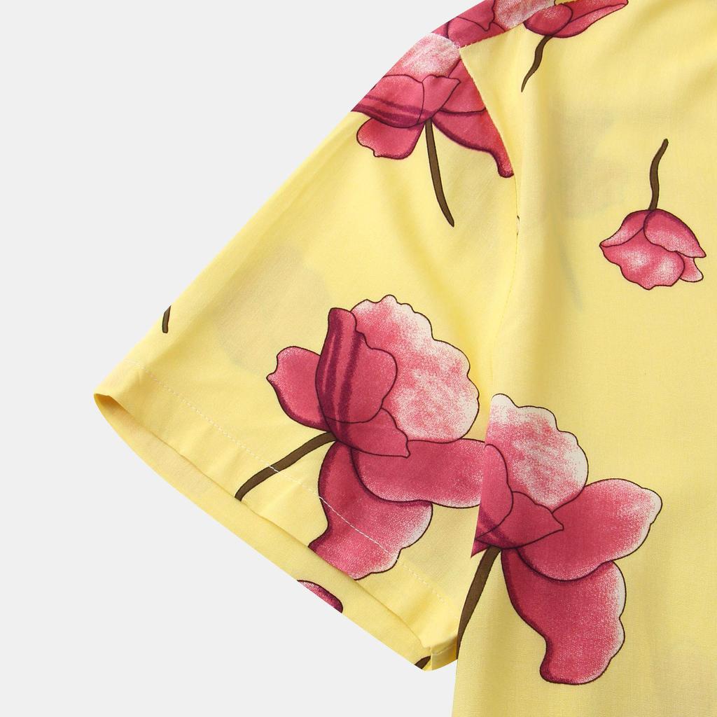 2022 Summer Men's Short Sleeve Floral Shirt - European and American Style