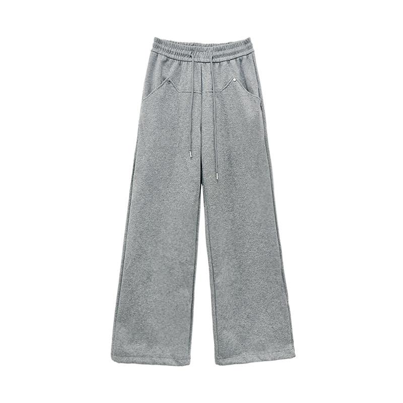 Huamian sweatpants women's trousers autumn and winter new straight wide-leg trousers high waist loose small casual sweatpants