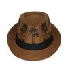 Spring Summer Sun Hat Fedora Cap Men Women Coconut Trees Pattern Beach Hat Jazz Cap Top Hats