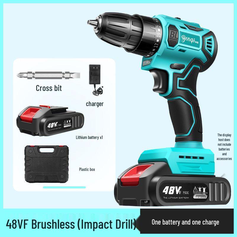 High-Power Brushless Handheld Drill with Rechargeable Lithium Battery & Impact Function - Multi-Functional Electric Screwdriver