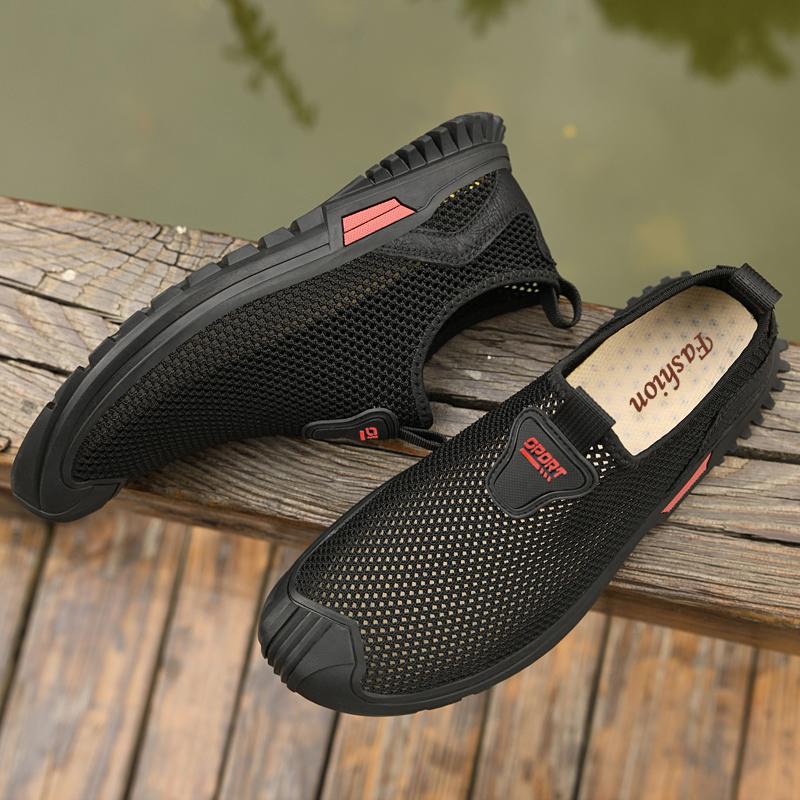 Fashion Lightweight Mens Casual Shoes Breathable Male Casual Sneakers Anti-slip Men's Slip on Flats Outdoor Mesh Walking Shoes Loafers