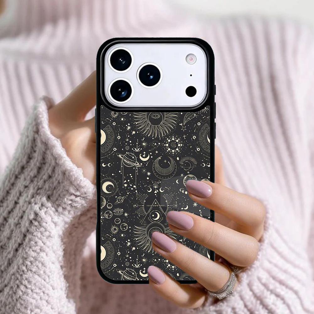 Himmlisches Mosaik Sonne Mond Handyhülle Für Apple iPhone 17 Air 16E 15 14 Plus 13 12 11 Pro Max Mini Funda Abdeckung