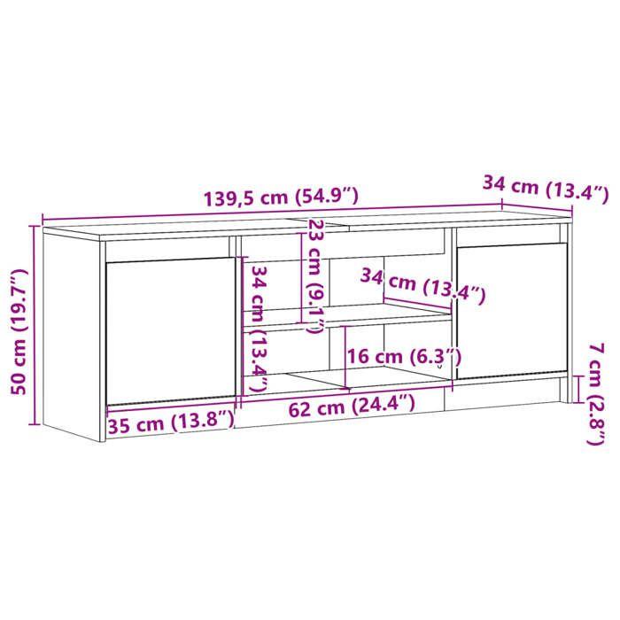VidaXL TV Stand with LED White 139.5x34x50 Cm Engineered Wood 852194
