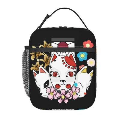 Kitsune No Yaiba Thermoisolierte Lunchtasche Damen Manga Demon Slayer Wiederverwendbare Lunch-Tragetasche für Schule Multifunktionale Brotdose