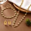 Elegant Coffee Bean Jewelry Set: Gold Pig Nose Necklace, Bracelet & Earrings for Women.
