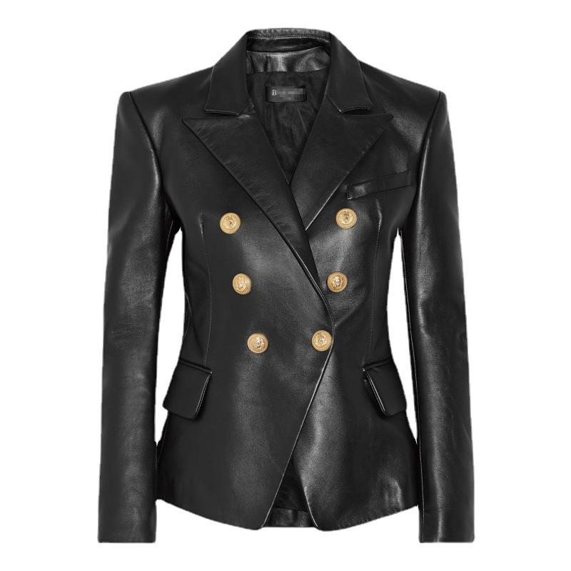 2024 Damska Kurtka Motocyklowa z Prawdziwej Skóry Owieczej - Styl Koreański, Krótki Modny Design