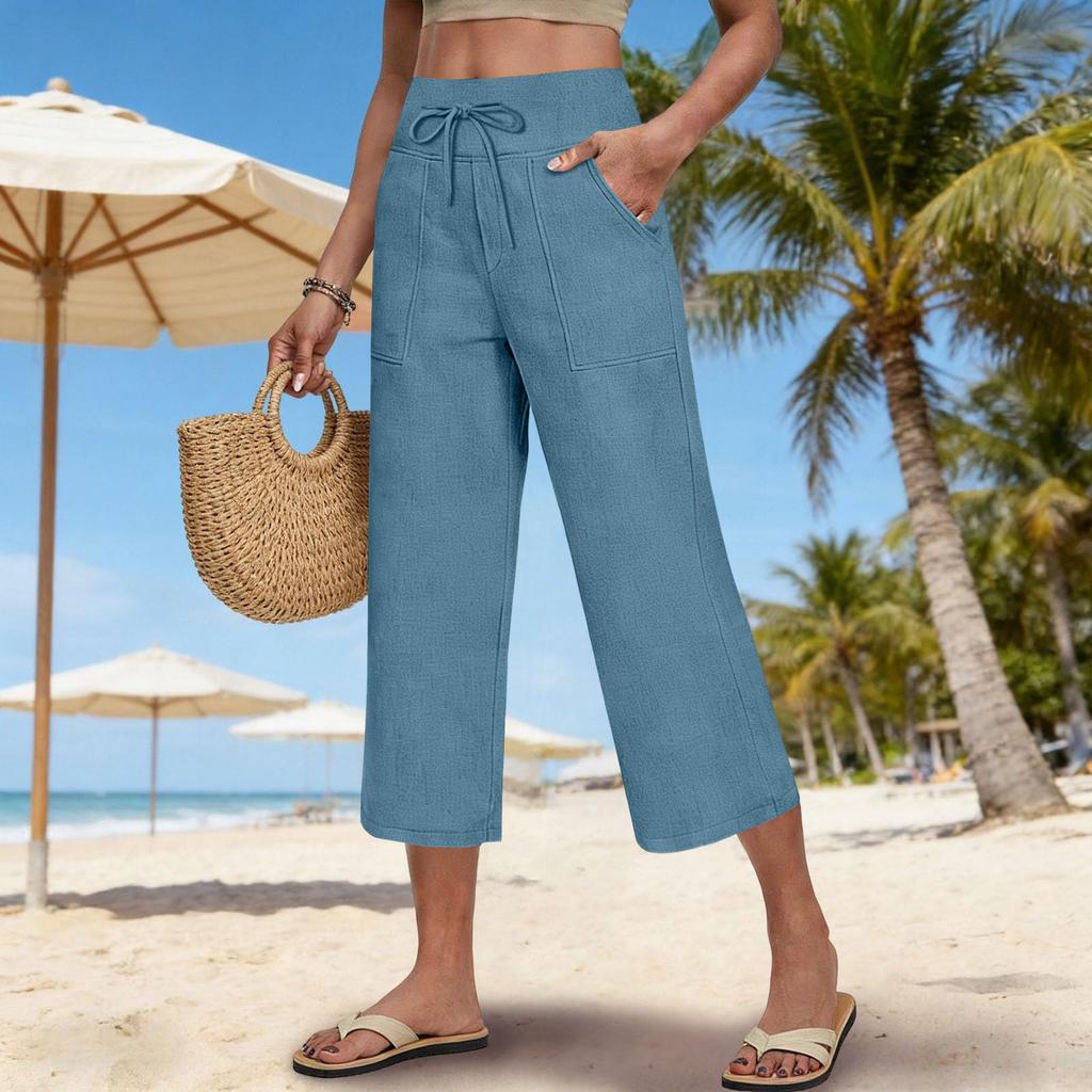 Womens Palazzo Pants Summer Casual Flowy Wide Leg Trousers Beach Travel Vacation Outfits