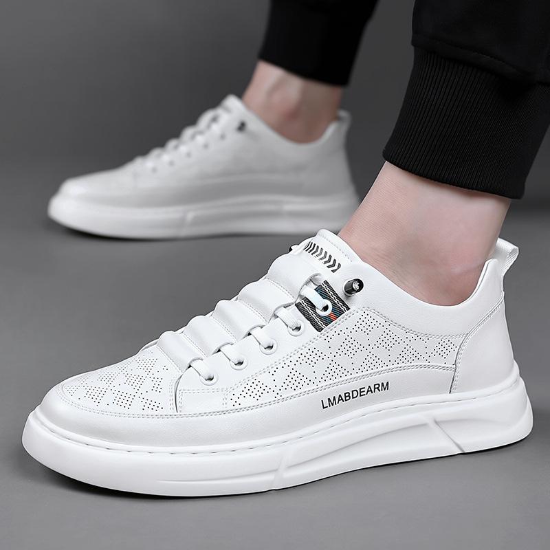 Little White Shoes Board Shoes Men's Casual Shoes Trendy Leather Shoes Men's Cowhide Men's Shoes Breathable One Pedal 2025