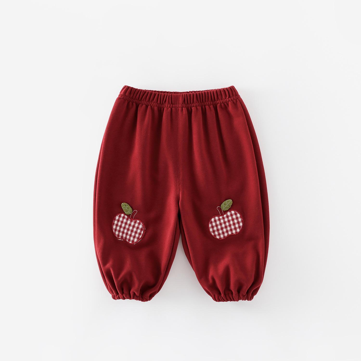 

Girls Fashionable Rabbit Applique Pullover & Apple Sweatpants Set 100