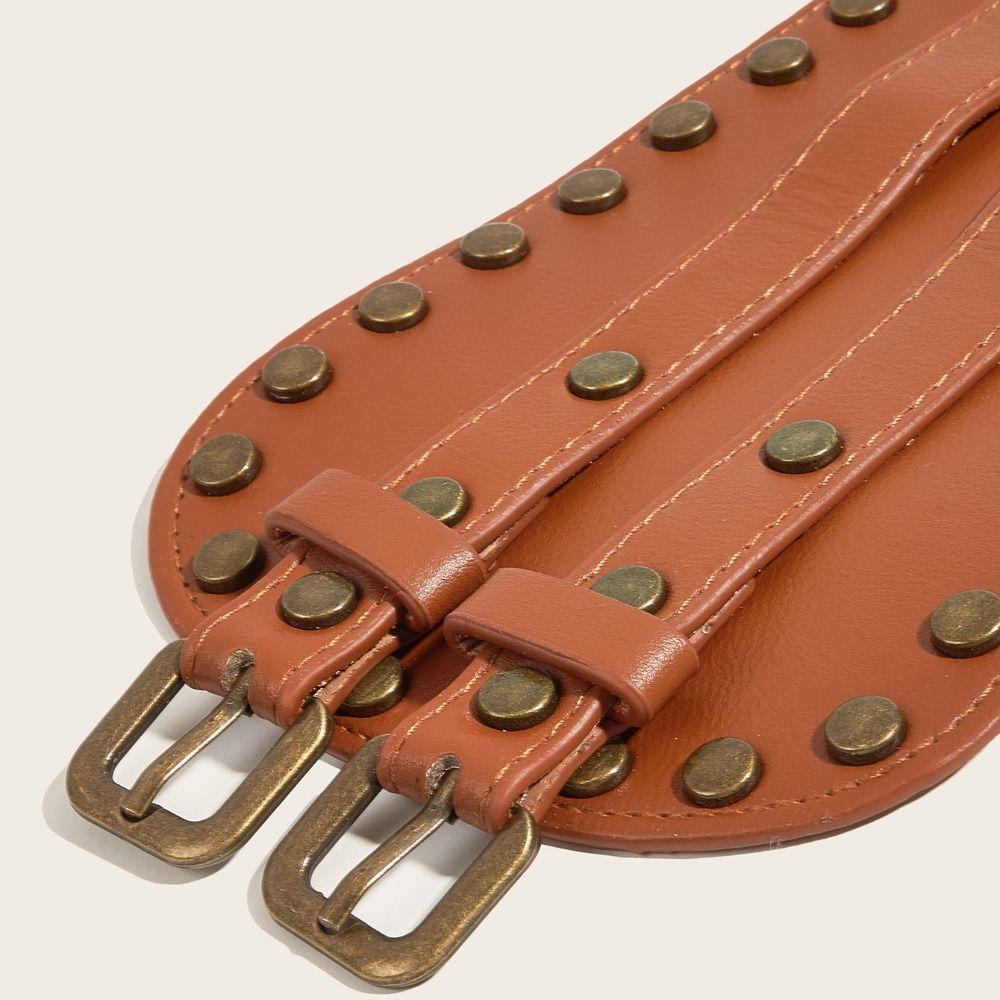 PU Leather Rivet Belt Spicy Girl Wide Waistband Elegant Pu Leather Corset  Ladies