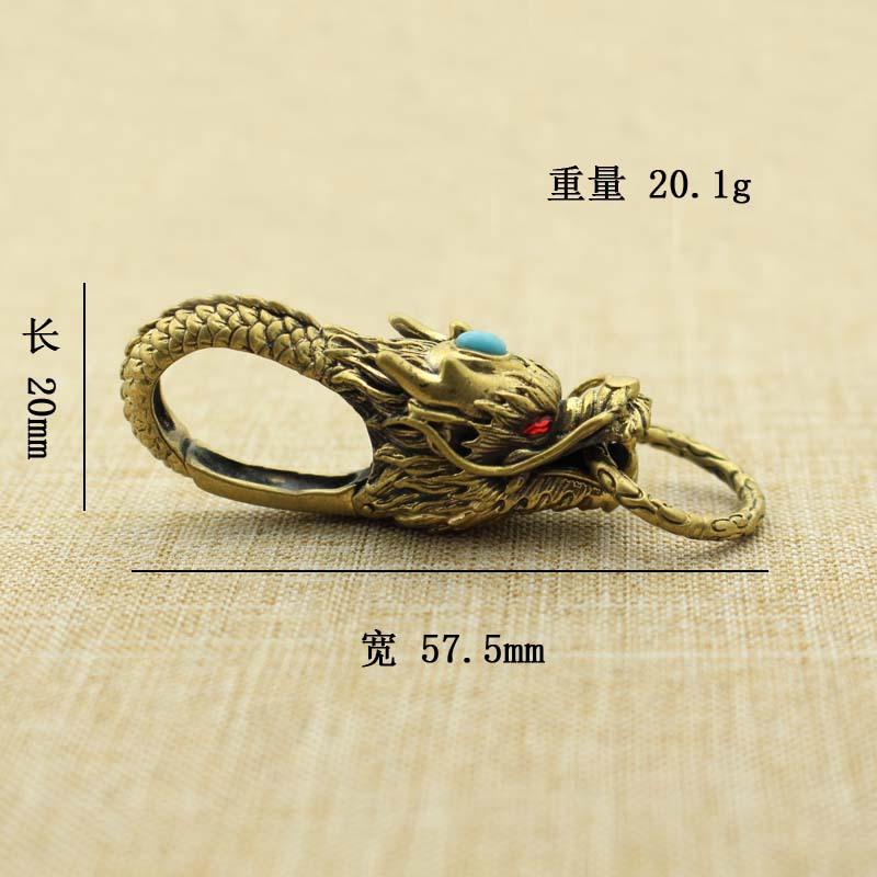New Brass Dragon's Head Creative Decoration Feng Shui Pendant Chinese Retro Style Dragon Keychain Pendant Souvenir Gifts