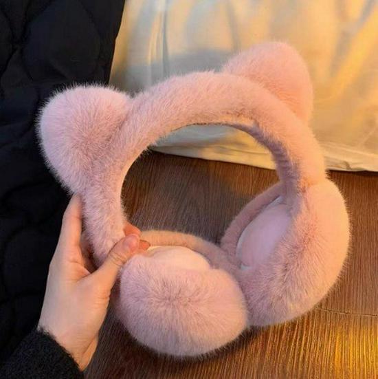Women's Cute Cat Ear Plush Earmuffs - Warm & Windproof Ear Covers for Winter Cycling