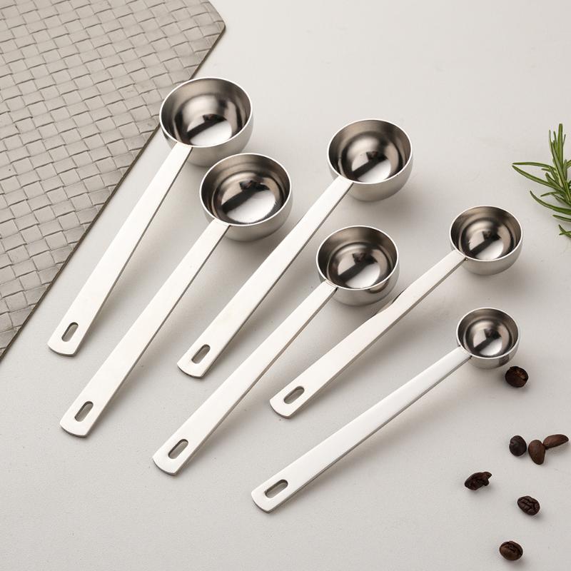 Stainless Steel Coffee Measuring Scoop Long Handle Heat Resistant Spoon Multipurpose Tool for Baking Cafe Home Kitchen