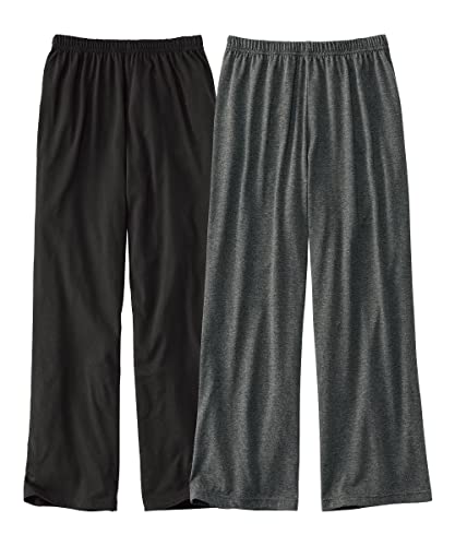 

Nissen Pajama/Loungewear Bottoms, Cotton Blend Jersey Lounging Pants, 2-Piece Set, Black + Charcoal Heather, Size LL