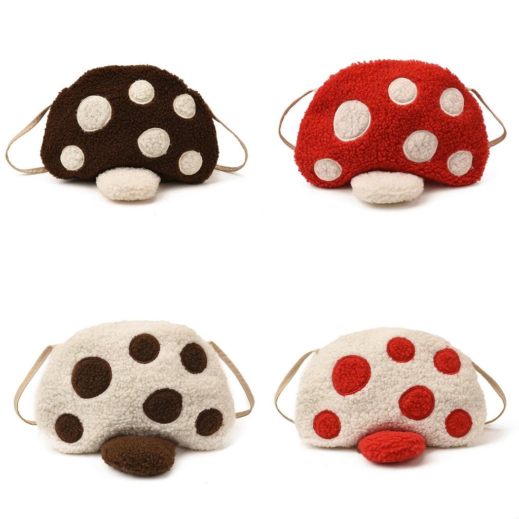 Shape Mushroom Children Plush Single Shoulder Crossbody Bag For Gift School