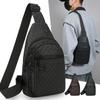 Men's PU Leather Crossbody Chest Bag Urban Travel Multifunction Shoulder Handbag with Earphone Hole Casual Accessory