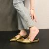 Fashion 2025 New Style Women's Summer Cover Slippers Fashion Metal Decoration Thick Heel Slide Shoes Comfort Style Footwear