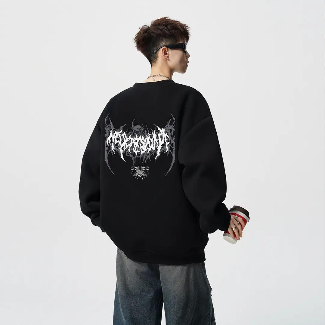 Men s American Heavyweight Crewneck Hoodie 2025: Trendy, Loose-Fit Casual Long Sleeve for Autumn/Winter L