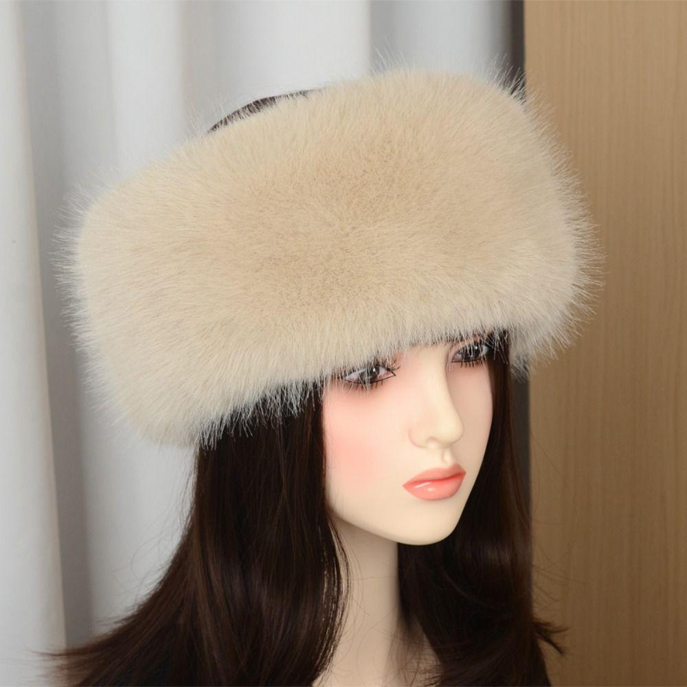 Coldproof Plush Faux Fur Headband Soft Fluffy Elastic Hair Bands Lady Warm Empty Hat  Skiing