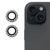 1Set For iPhone 15/15 Plus Camera Lens Protector Gear Shape Rhinestone Decor Tempered Glass Lens Film
