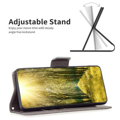 For iPhone 15 Phone Stand Cover Solid Color Fine Textured PU Leather Wallet Anti-Scratch Phone Case