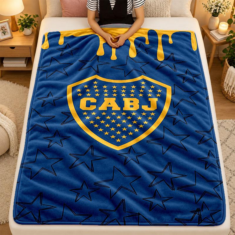 Flannel BlanketBoca Juniors Warm Soft Throw Blanket for Indoor Sofa Bed Living Room Use