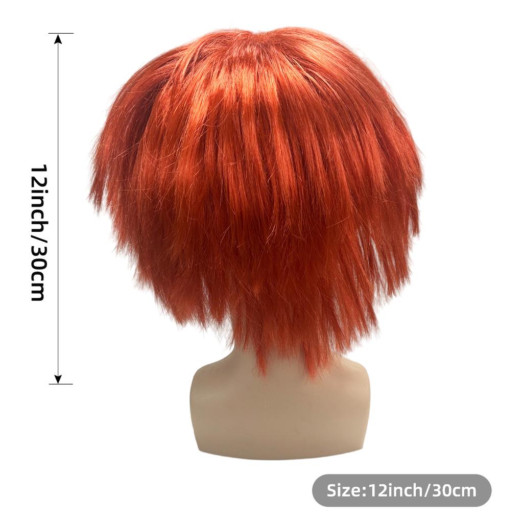 Helles Orange-Rot Kurzer Bob Schnitt Perücke Flauschig Geschichtet Schräger Pony Natürlicher Glanz Mode Täglich synthetische Perücke