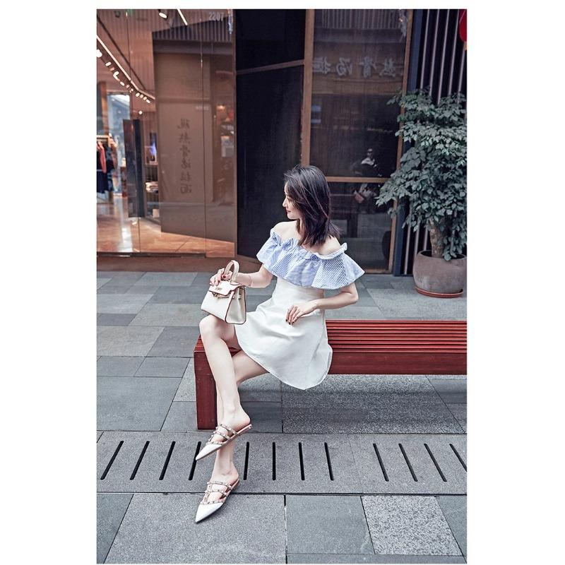 Soleist Women's Sandals Summer Luxury Shoes Woman Trend Ankle Strap Rivets Flat Shoes Brand Design Slippers Ladies Shoes Women