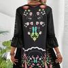 Women's Boho Floral Mini Dress Fall Long Sleeve V Neck Flowy Wedding Guest Dress Casual Beach Vacation Outfits