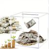 Square Transparent Acrylic Piggy Bank, Clear Hard Plastic Coin Bank, Money Box Cash Collector Container, One-Way Saving