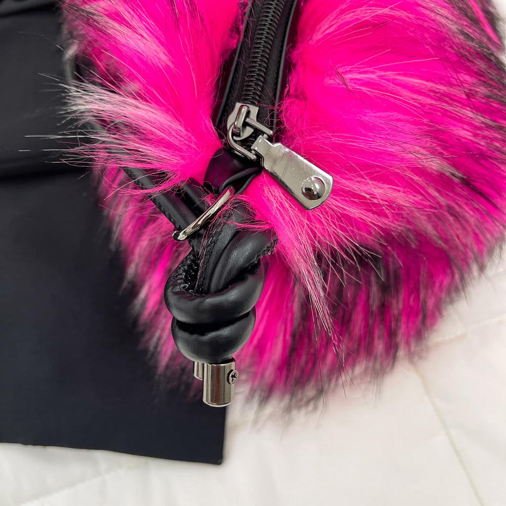 Winter Casual Furry Crossbody Shoulder Bags For Women Solid Color Soft Plush Ladies Clutch Purse Handbags Lightweight Female Hobos Bag