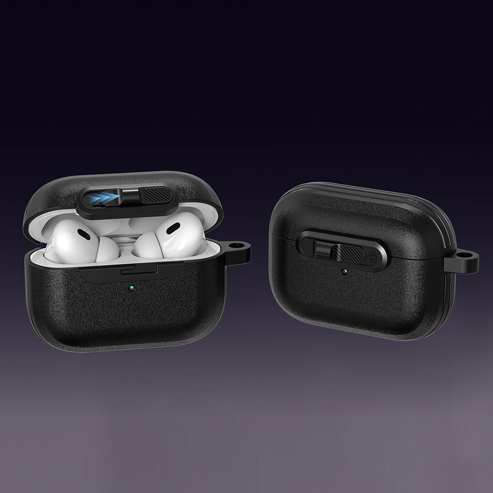 For Apple AirPods Pro Protective Case Lock Buckle Switch TPU + PC Wireless Earphones Cover with Carabiner