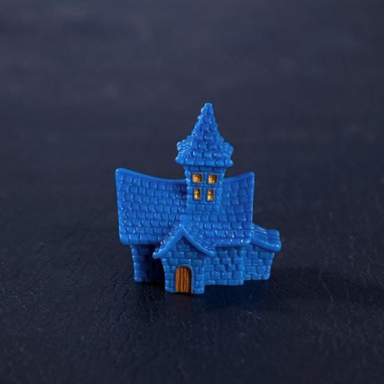 jijijing 3Pcs Halloween Mini Resin Figurines, Miniature Pumpkin Ghost Grim Reaper Castle Statue for Spooky Fairy Garden, Haunted House, Micro