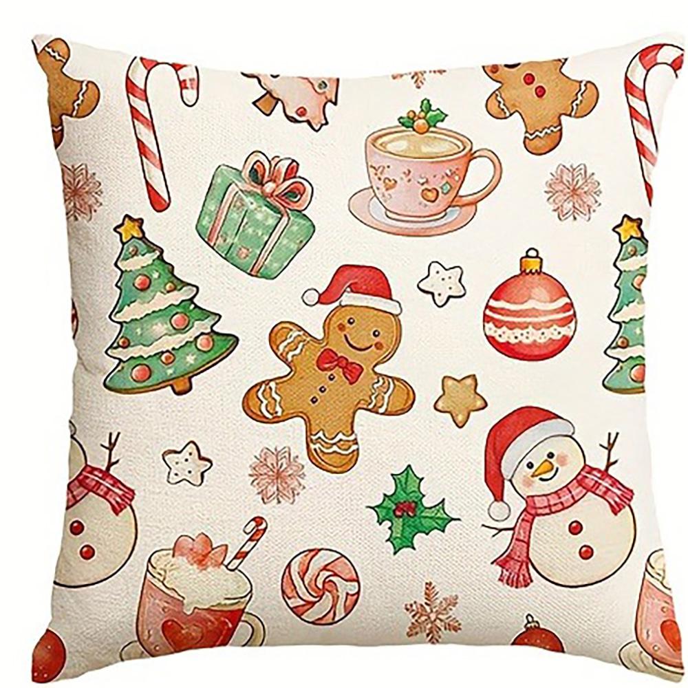 

Festive Christmas Pillowcases: Gingerbread, Joyful, Sweet Wishes & Whimsical Prints Sofa bed cushion cover,home decoration 16x16Inch