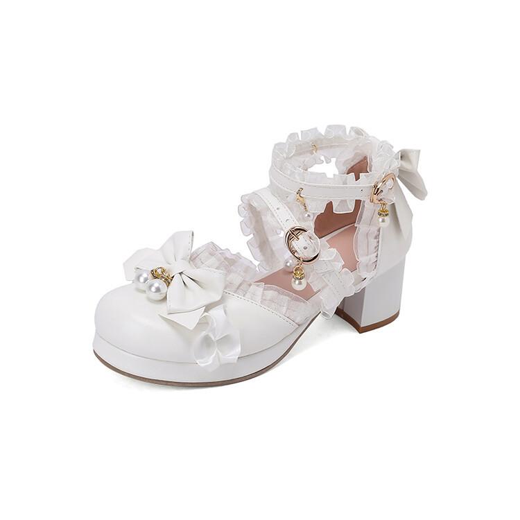 

2025 летние босоножки на низком каблуке оригинальные туфли для студенток в стиле Лолиты с сумкой на голове женские туфли для девочек на среднем каблуке туфли принцессы для детей старшего возраста женская обувь 34 белый