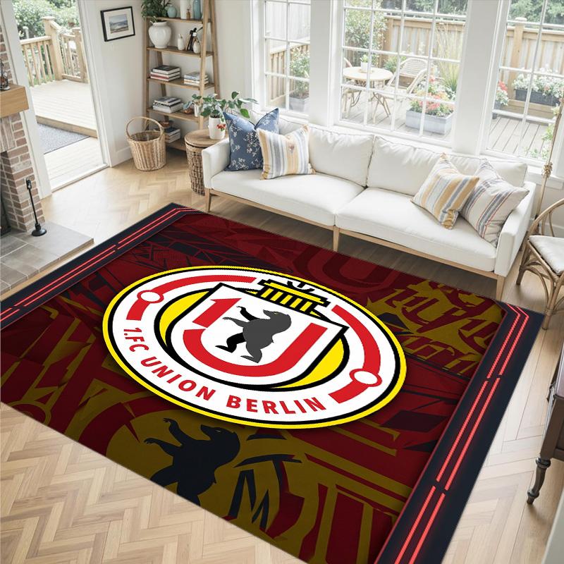 Union Berlin FC Design Kristall Samt Teppich Gemütlich Non?Rutschfester Teppich mit Aufdruck für Schlafzimmer Wohnzimmer Eingang