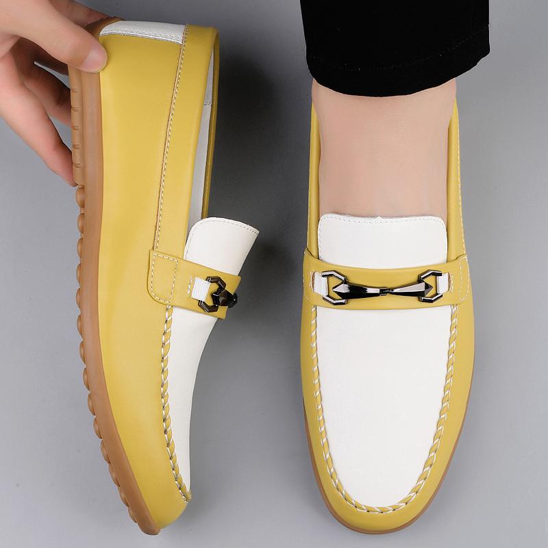 Fashion Elegantes Men's Casual Shoes Slip on Shoes Ashion Outdoor Lazy Loafers Genuine Leather Mens Shoes Stylish Summer Driving Flats