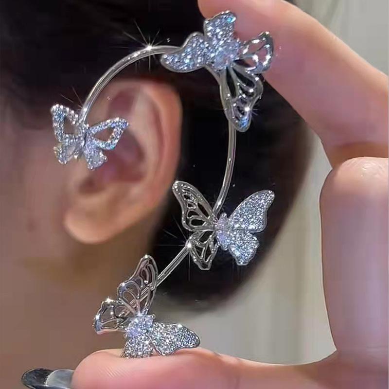 Kpop Shiny Zircon Butterfly Earcuff For Women Without Piercing Earrings 2026 Fashion Ear Clip Earrings Bride Wedding Jewelry