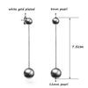 Vintage Gorgeous Gray Double Simulated Pearl Long Chain Drop Earrings Women Elegant Wedding Jewelry Zd1 Xs2