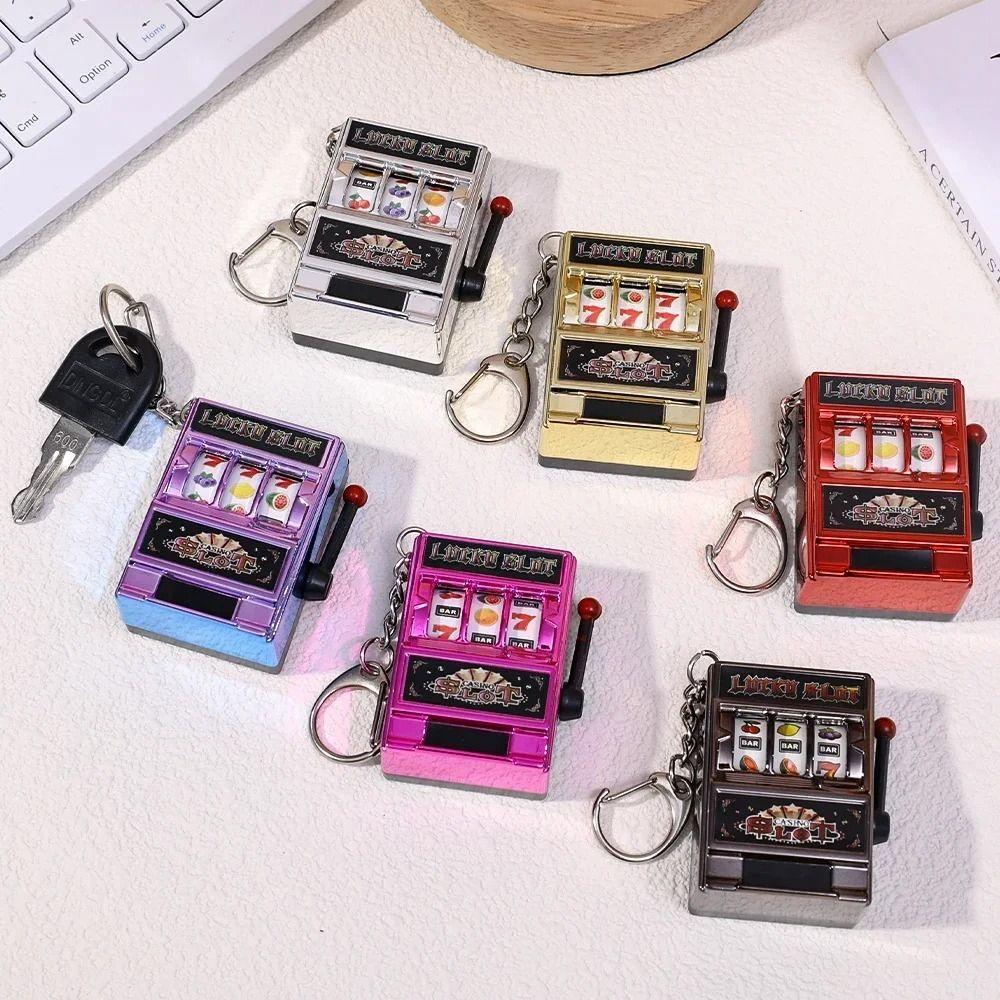 Coin Operated Games Keychains Stress Reliever Fruit Slot Machine Cartoon Lucky Jackpot  Kids Adult
