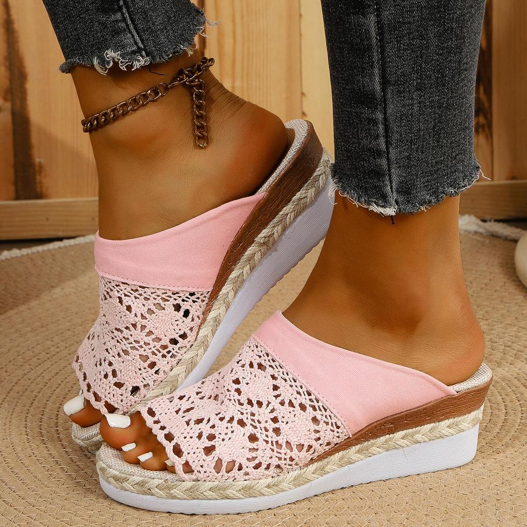 Rope Sandals With Woven Straps Platform Wedge Heel Rope Good Arch Support Sandals For Women Cute Thong Sandals Heels For Women